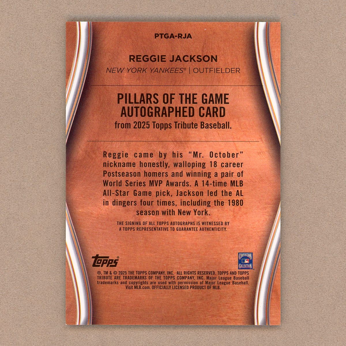 2025 Topps Tribute Reggie Jackson Pillars of the Game Autograph (Green)