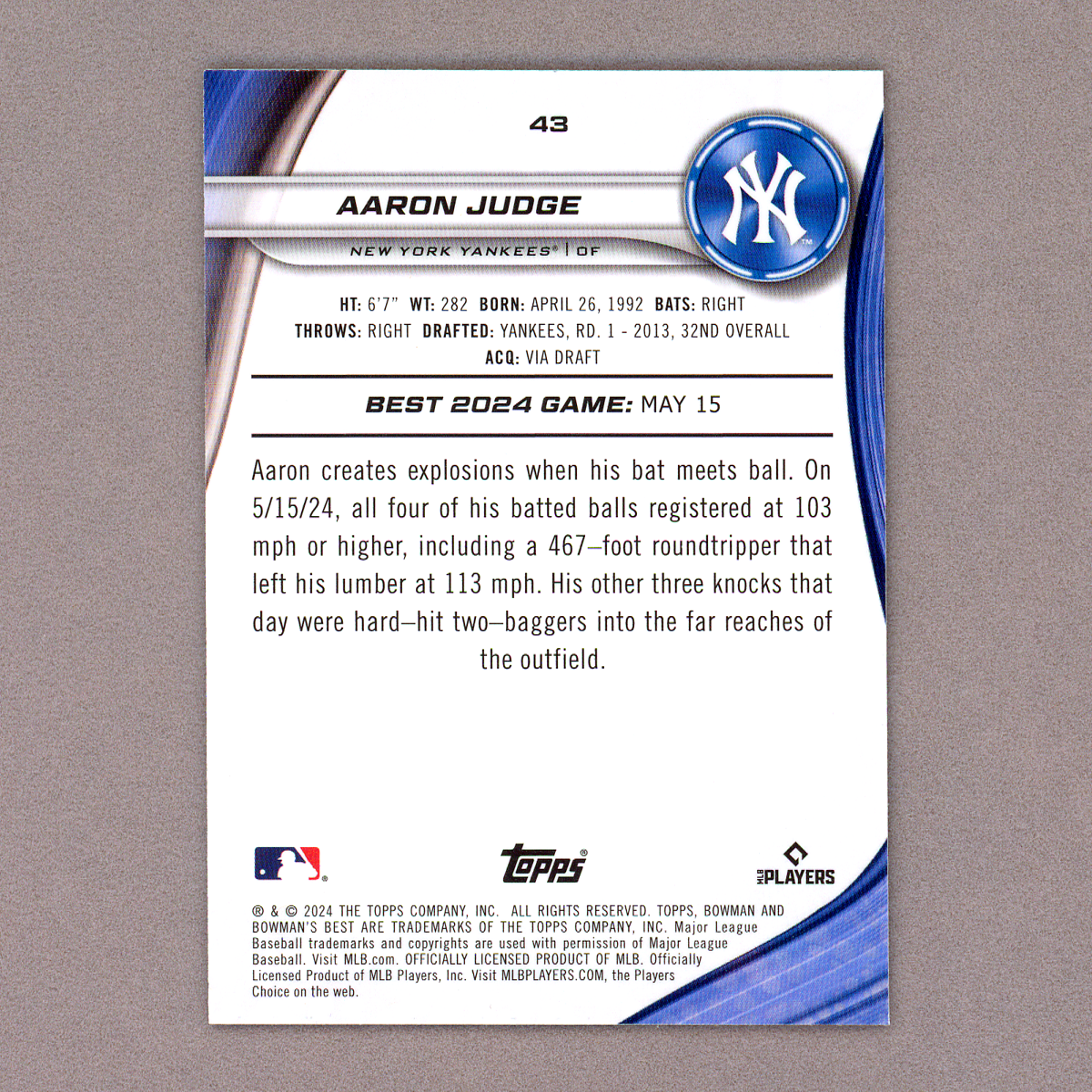 2024 Bowman's Best Aaron Judge (Mini Diamond)