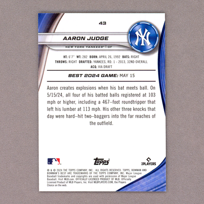 2024 Bowman's Best Aaron Judge (Mini Diamond)